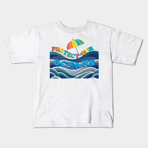 Protect our Oceans: Advocating Marine Conservation Kids T-Shirt by RetroColors